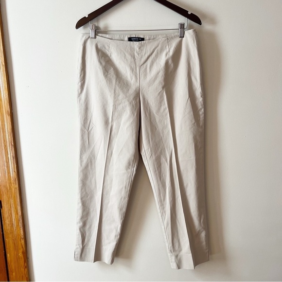 Lafayette 148 Tan Trousers Tapered leg High Rise Ankle Fit Cotton Size 8 - Picture 1 of 9